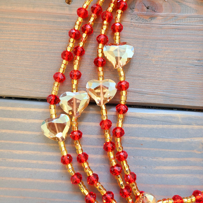 Red Hearts Waist Beads