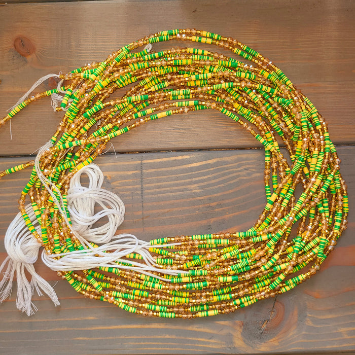 Green, Yellow, Gold Waist Beads